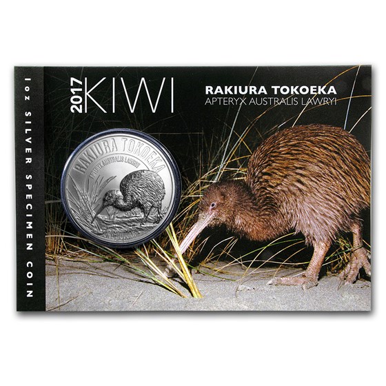 2017 New Zealand 1 oz Silver Kiwi Specimen (Display Card) 2017 New Zealand 1 oz Silver Kiwi Specimen (Display Card)